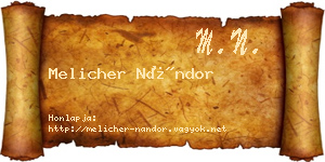 Melicher Nándor névjegykártya